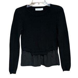 Ash Studio Paris Cashmere And Silk Skirted Crew Neck Sweater Black Sz S Minimal